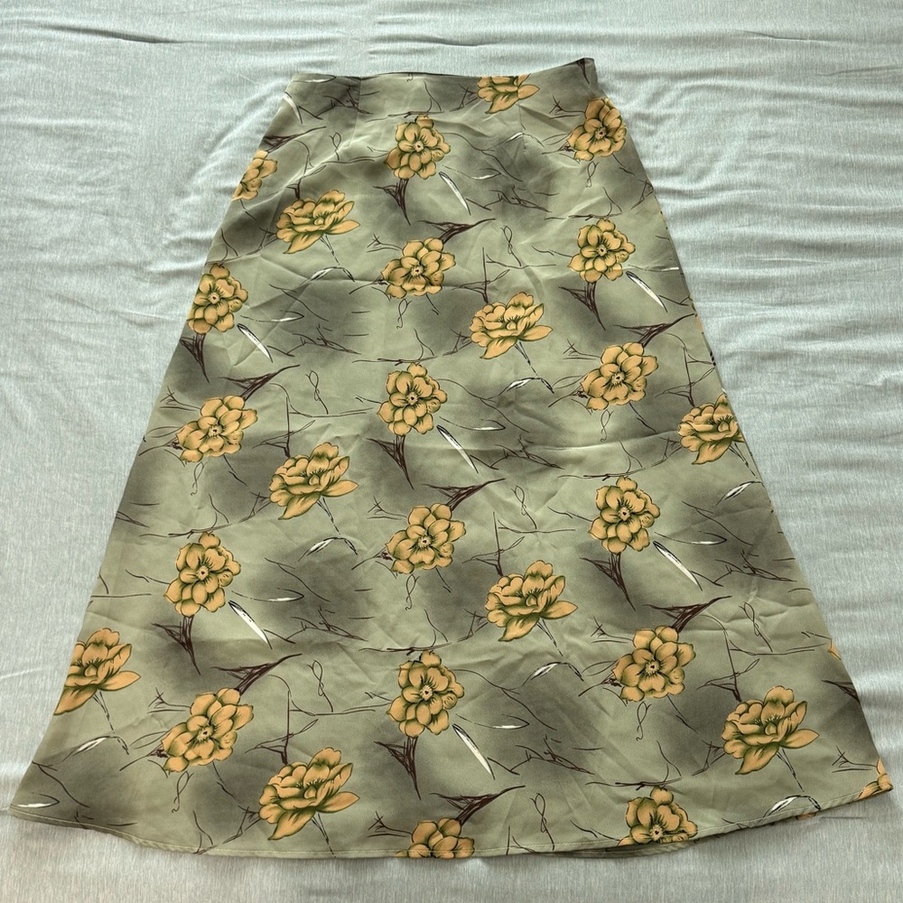 Floral Green A-Line Skirt